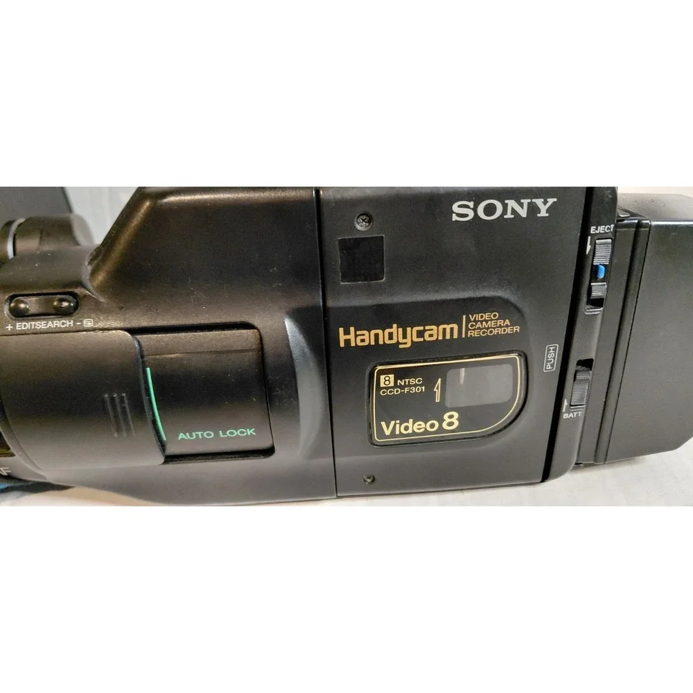 vintage analog Sony Handycam CCDF301 Video 8 Collectible Old Media W Ambico Bag